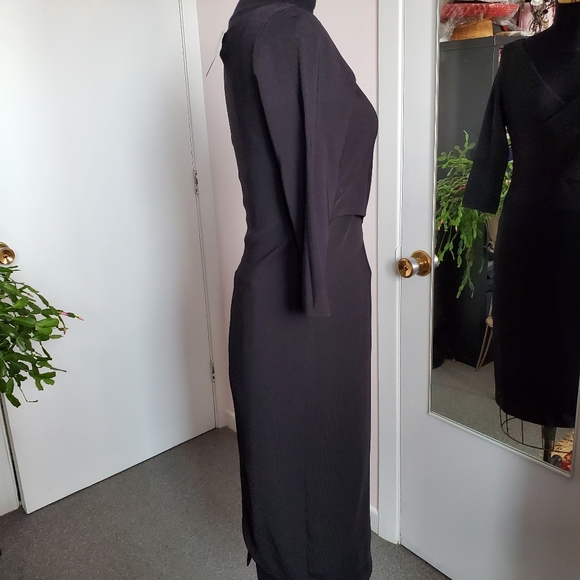 H&M black crossover bodycon dress sz Medium - Picture 3 of 10